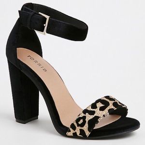 Torrid - 8.5W black and gold leopard heels